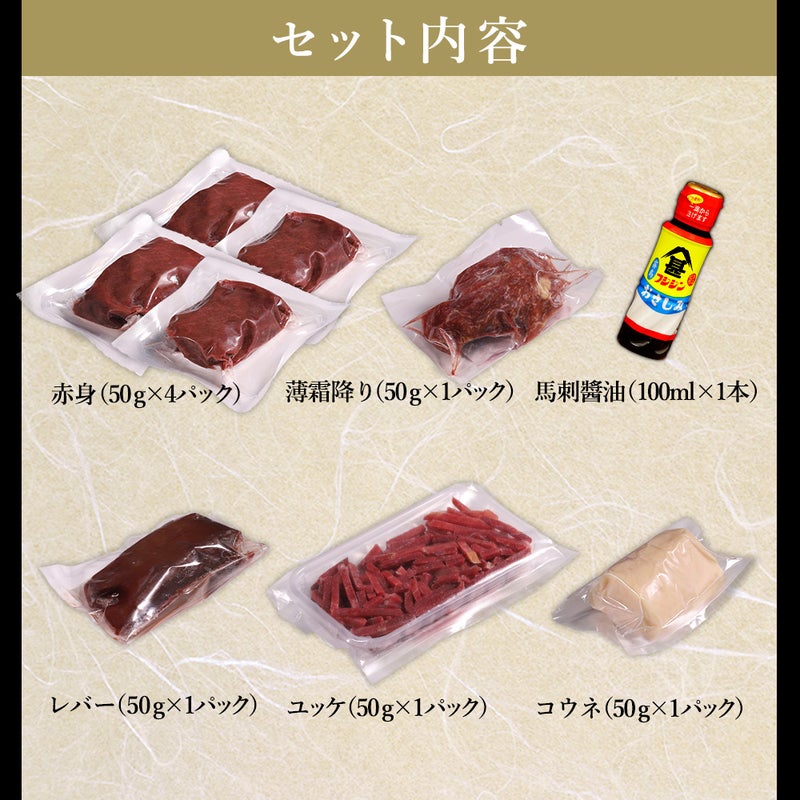 馬刺し5種セット内容詳細